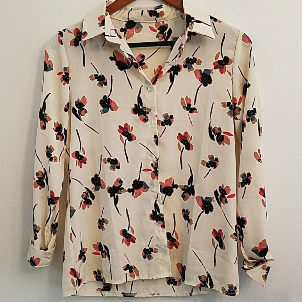 SHEIN Floral Cream Blouse
